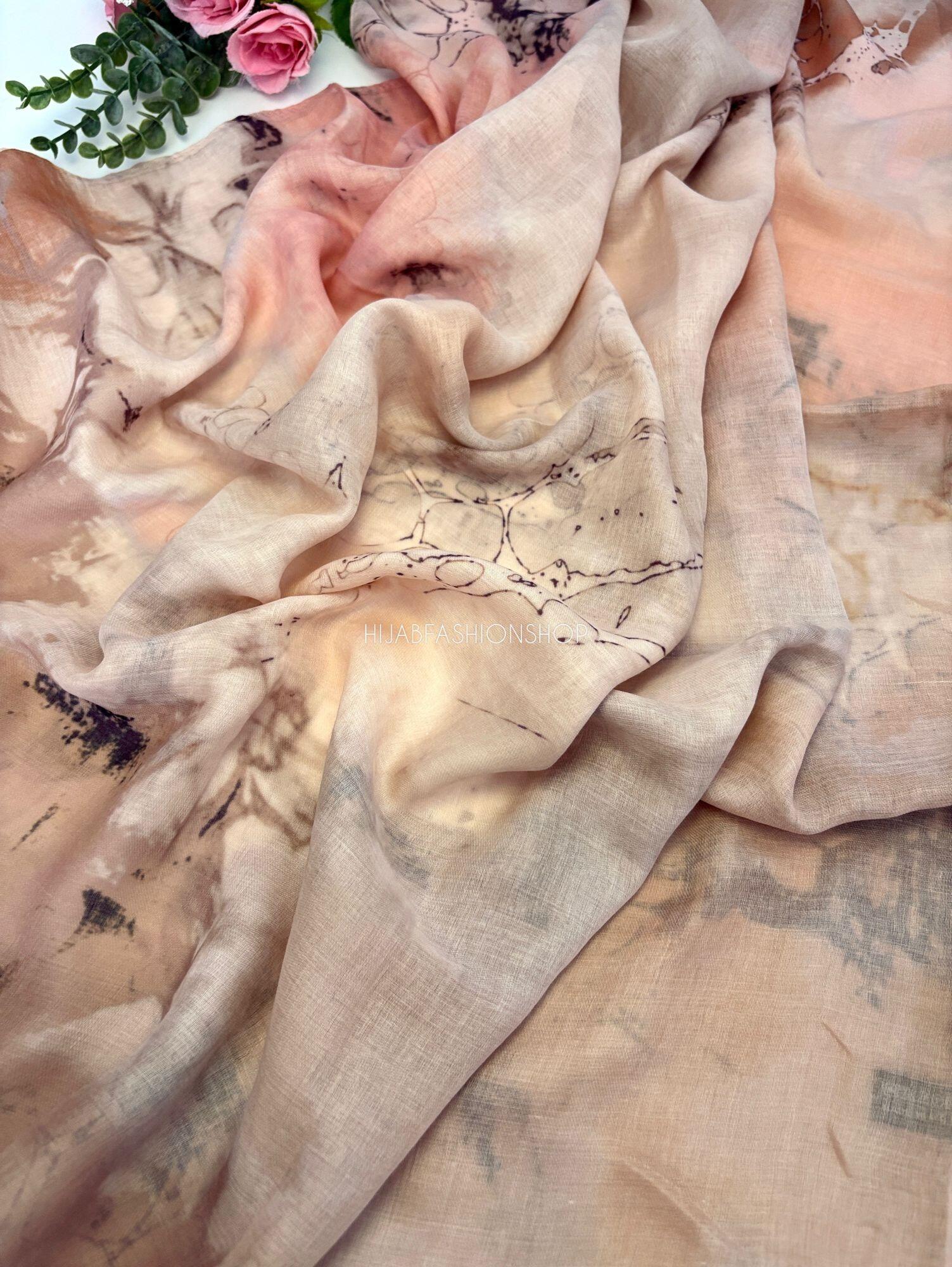 peach marble watercolour modal hijab