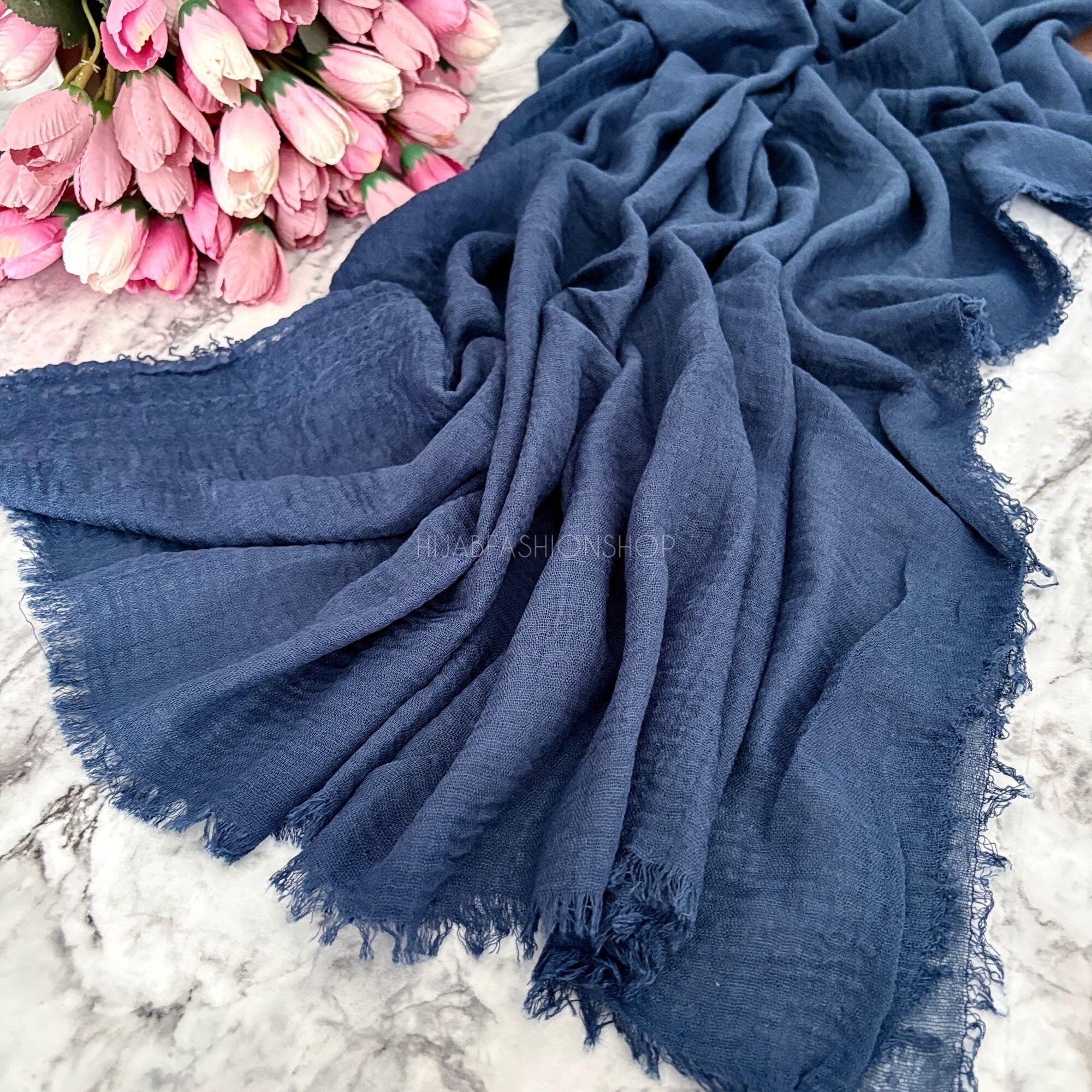 navy crimp crinkle hijab