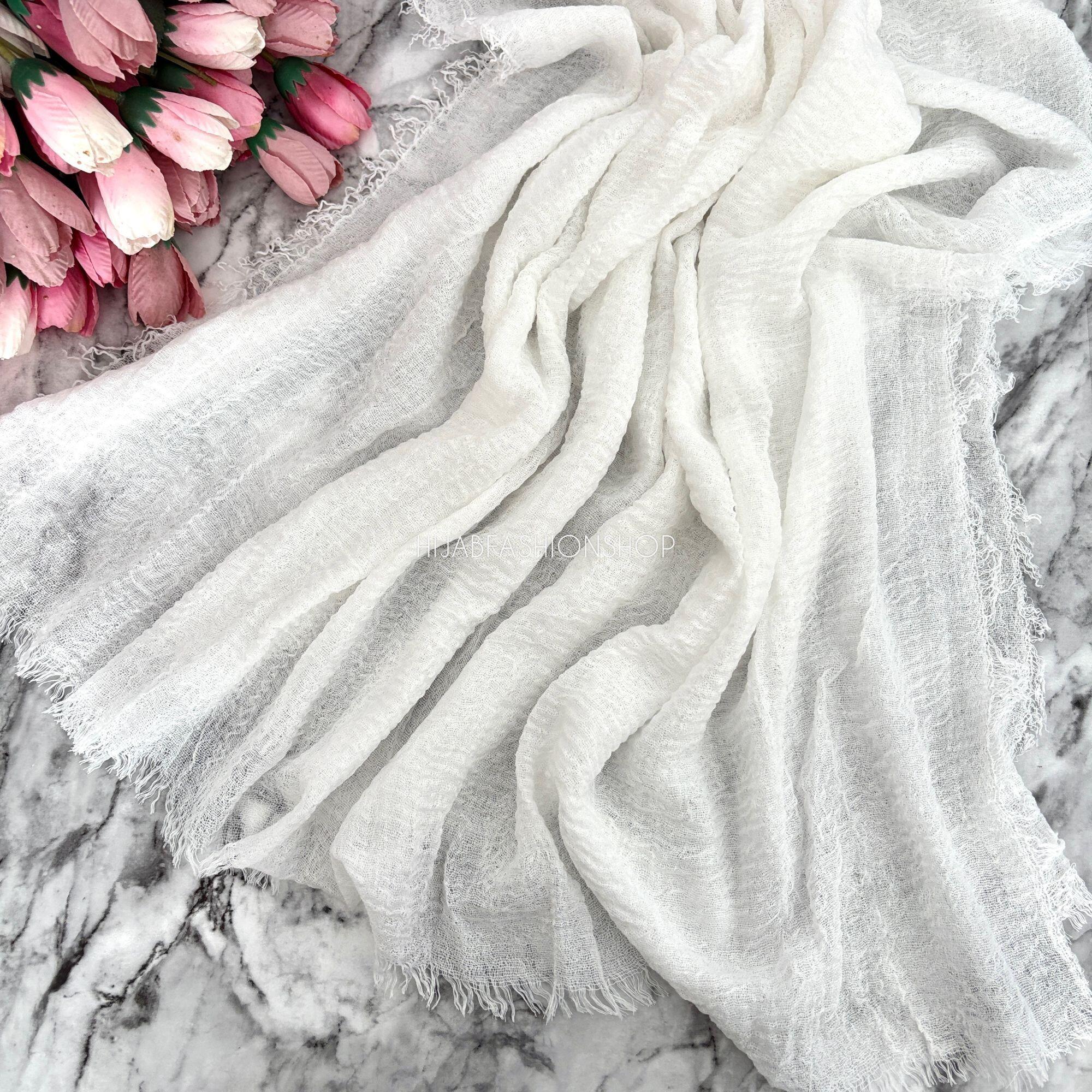 off white crimp crinkle hijab