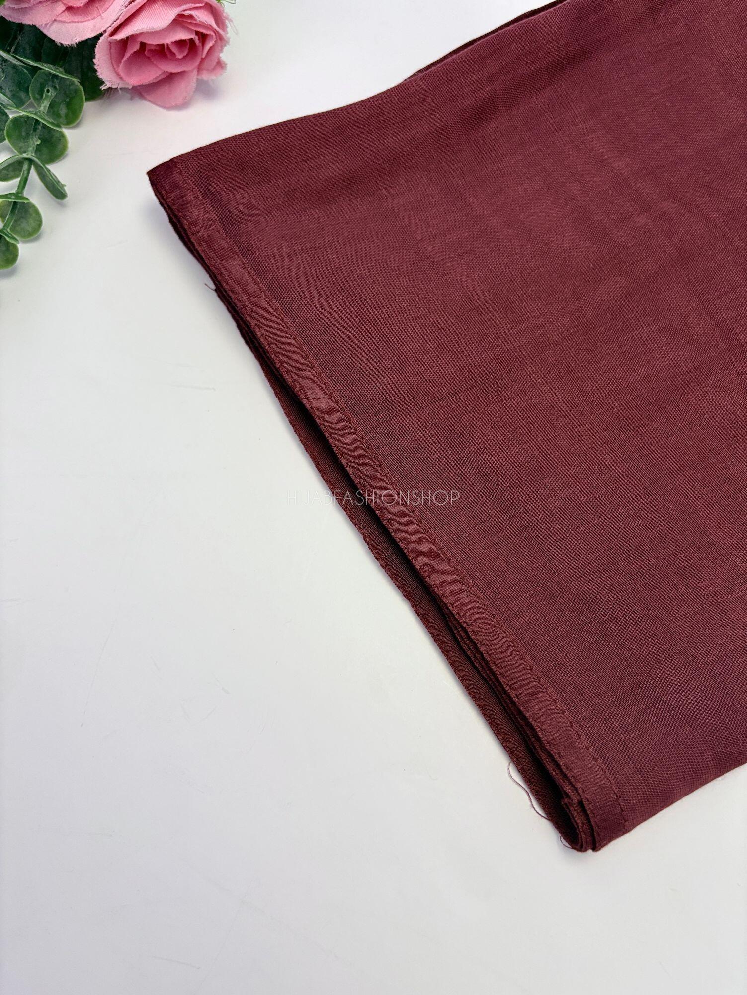 burgundy premium 100% modal double stitched hijab close up