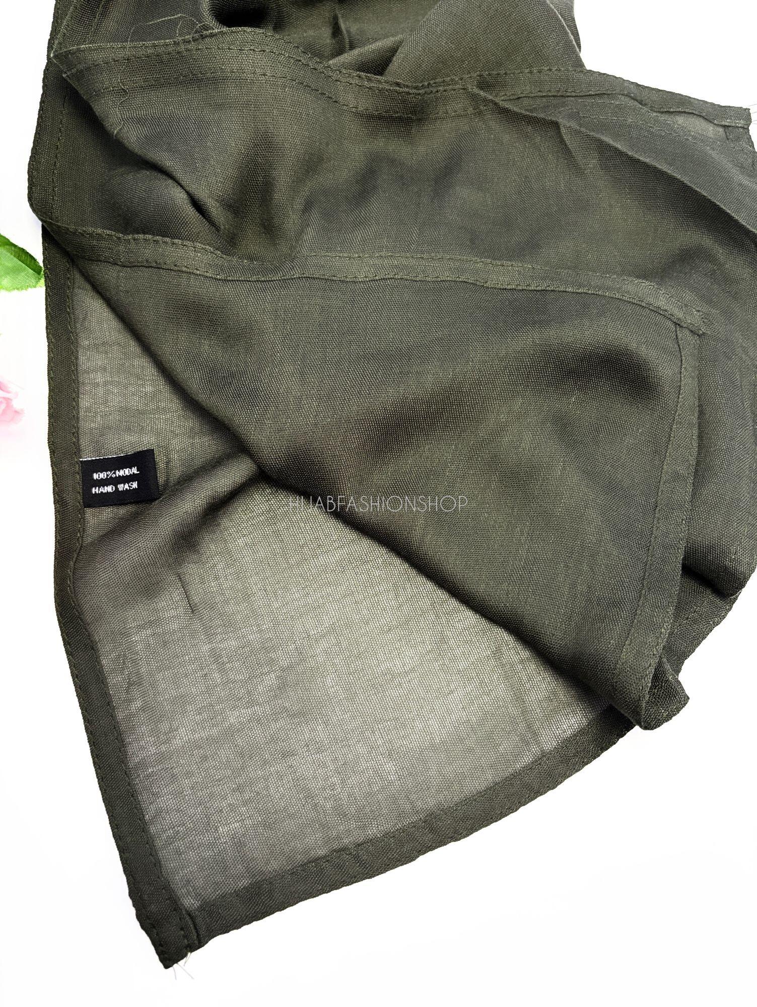 khaki premium 100% modal double stitched hijab stitching