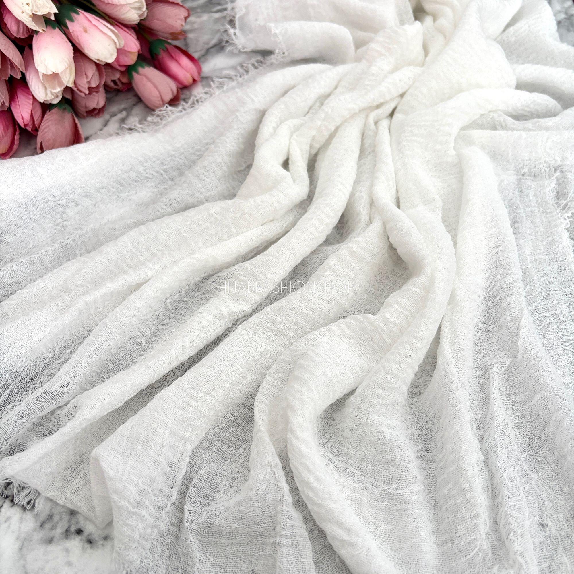 off white crimp crinkle hijab