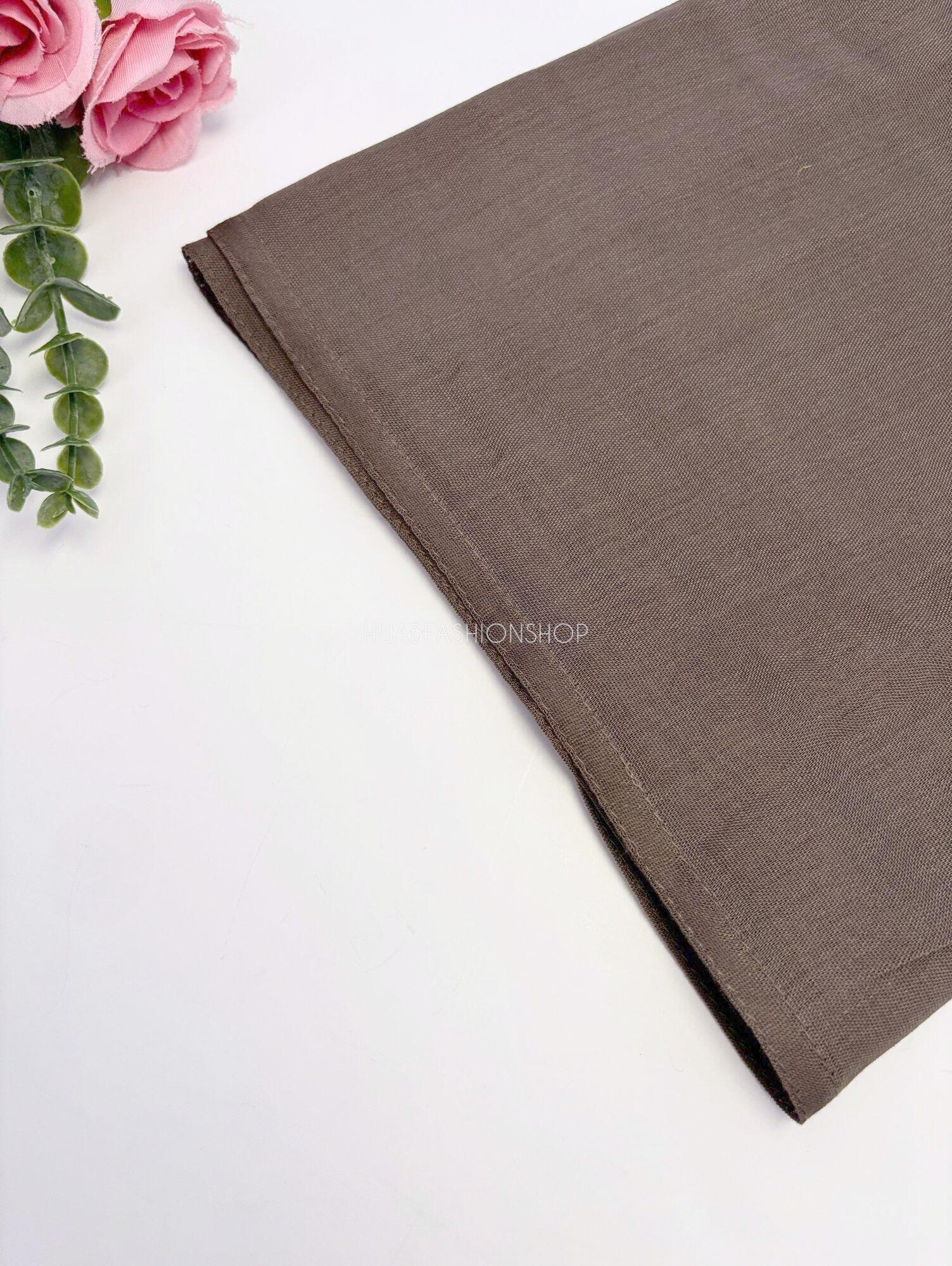 taupe premium 100% modal double stitched hijab close up