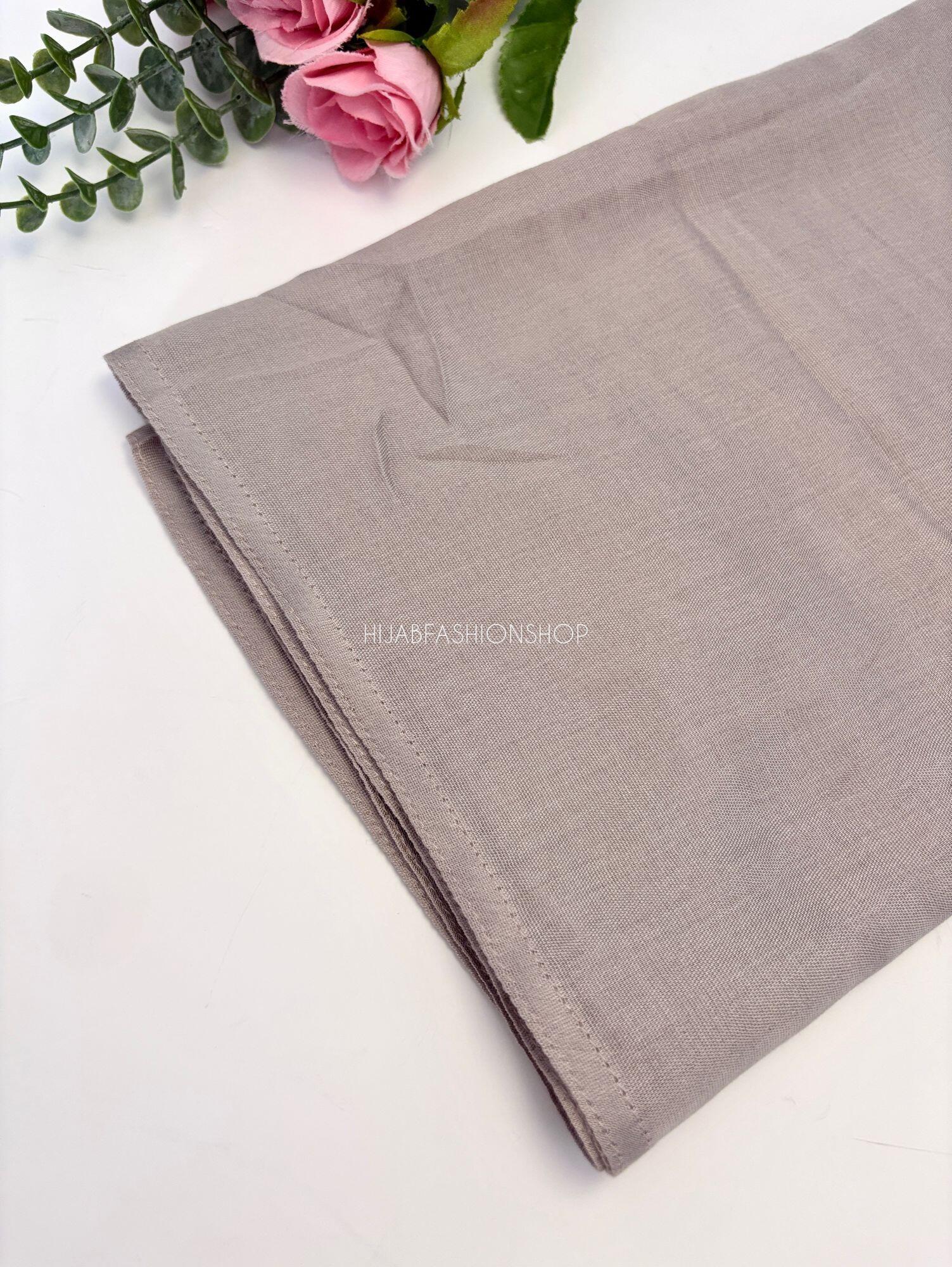 smoky taupe premium 100% modal double stitched hijab close up