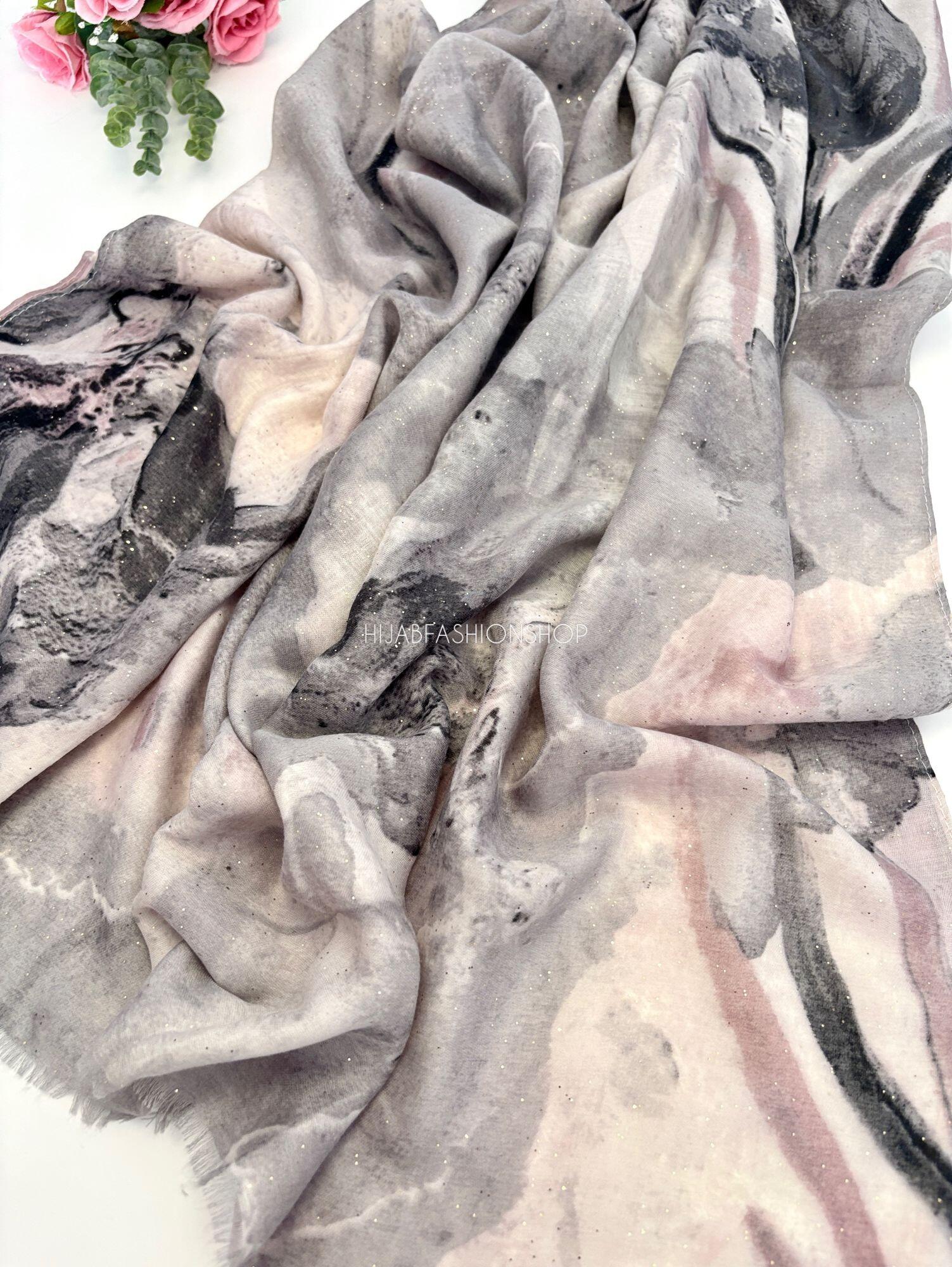 grey Water Ink Print Hijab