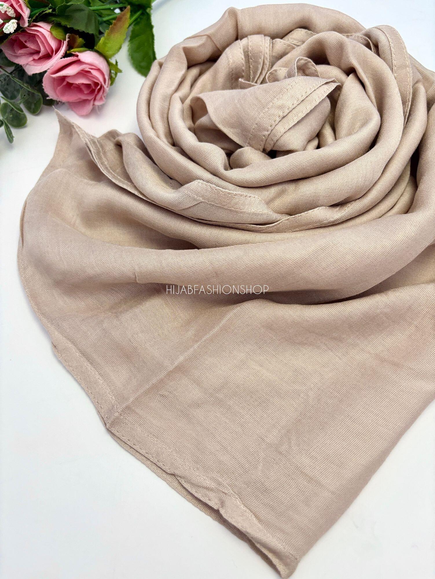 beige premium 100% modal double stitched hijab