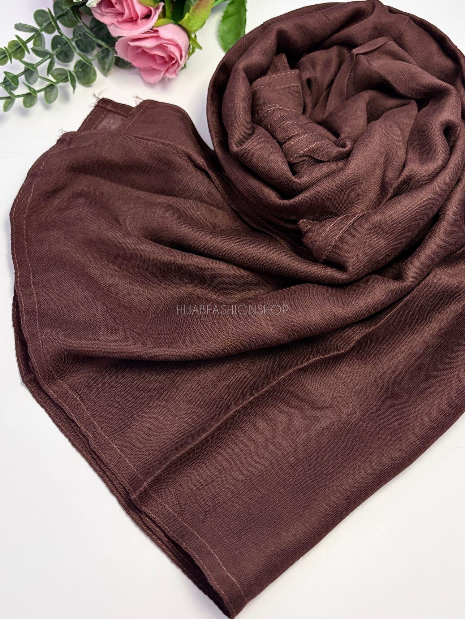 brown premium 100% modal double stitched hijab