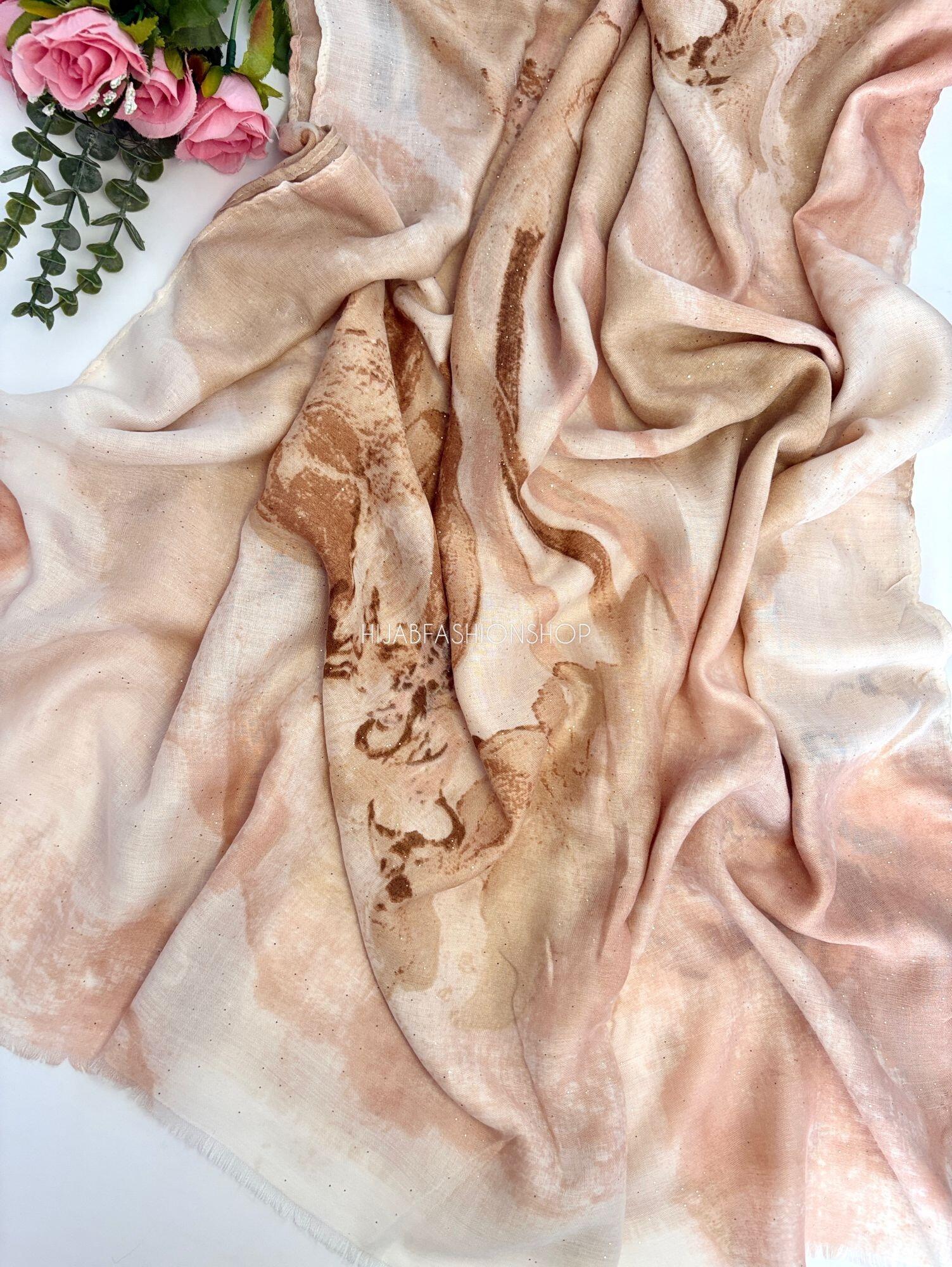 peach Water Ink Print Hijab