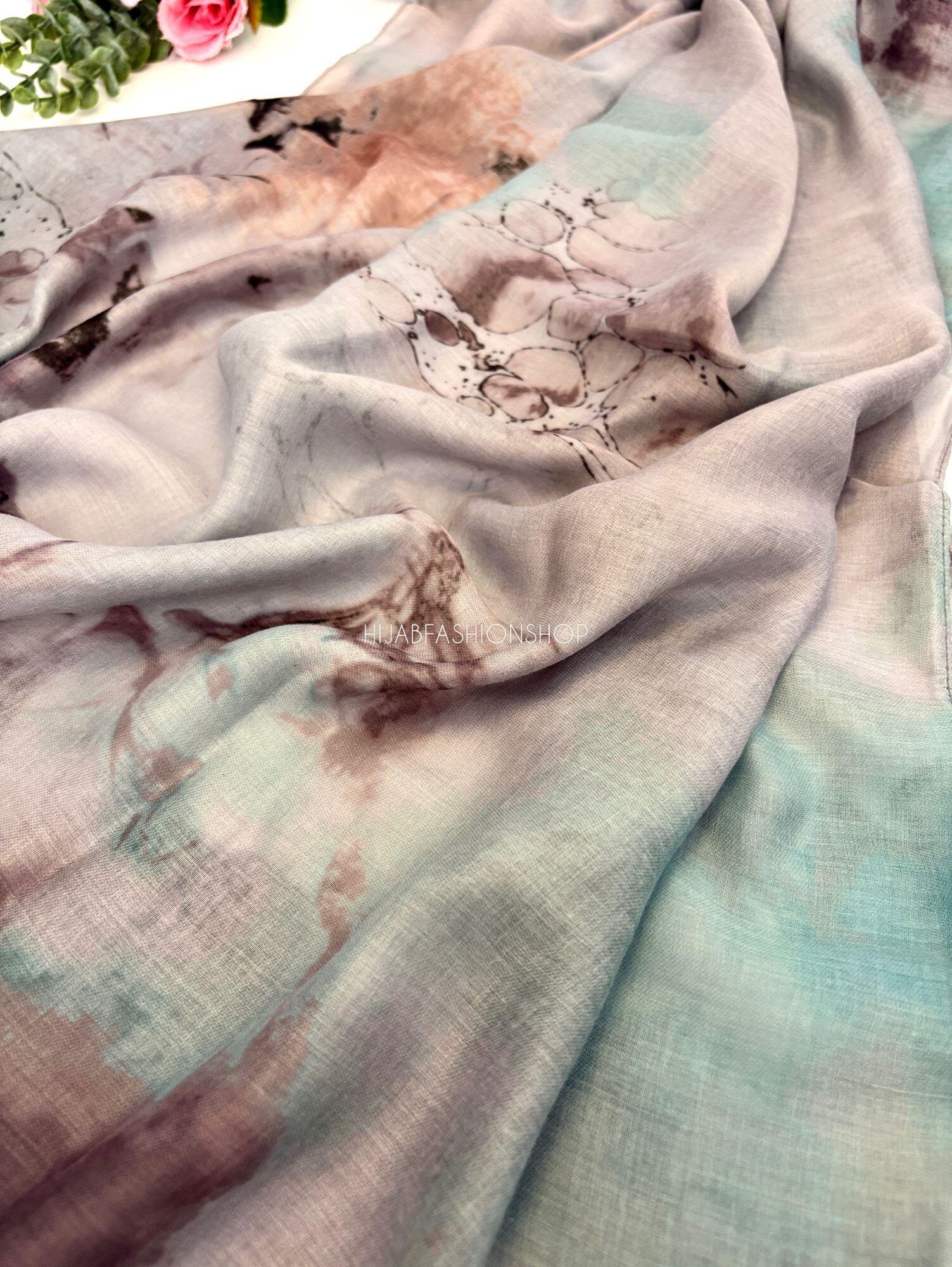 grey teal marble watercolour modal hijab