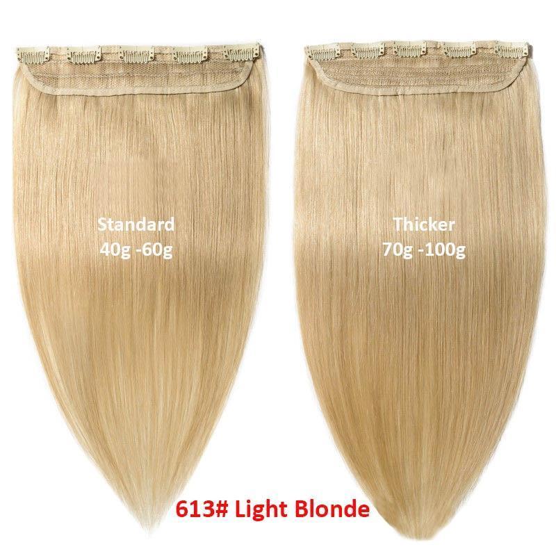 One Piece Light Blonde 613# Clip in Human Hair Extensions 40g - 100g |  Forever Young