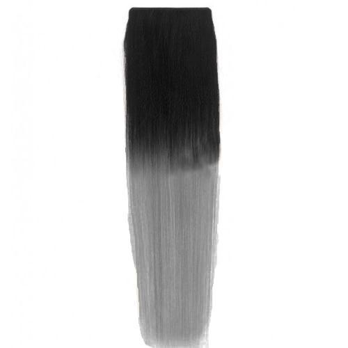 Clip In Human Hair Extensions Natural Black to Silver Ombre | Forever Young