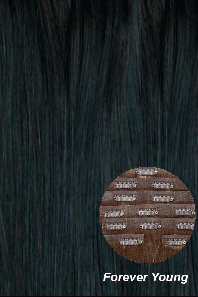 SEAMLESS Clip in Jet Black Half Head Remy Hair Extensions (#1) | Forever  Young