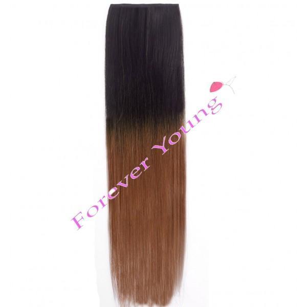 Full Head Black To Auburn Ombre Remy Weft Hair Extensions