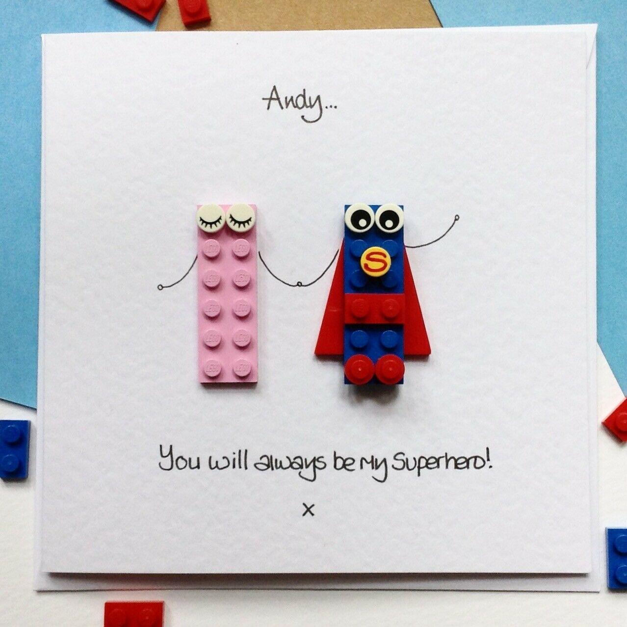Personalised LEGO ® Superman Wedding Anniversary card husband Superhero