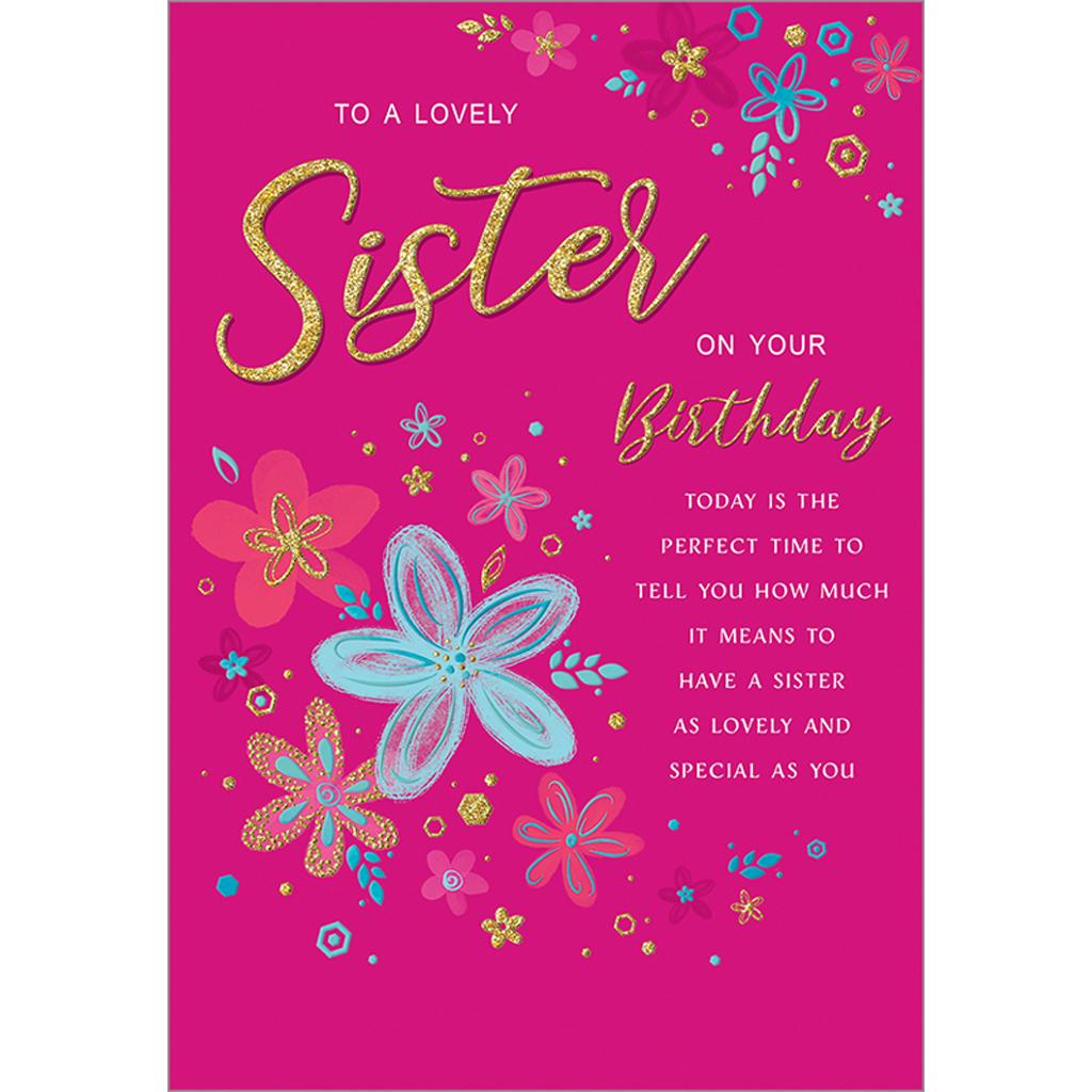 SISTER BIRTHDAY GREETING CARD 9"X6" MODERN FREE P&P 