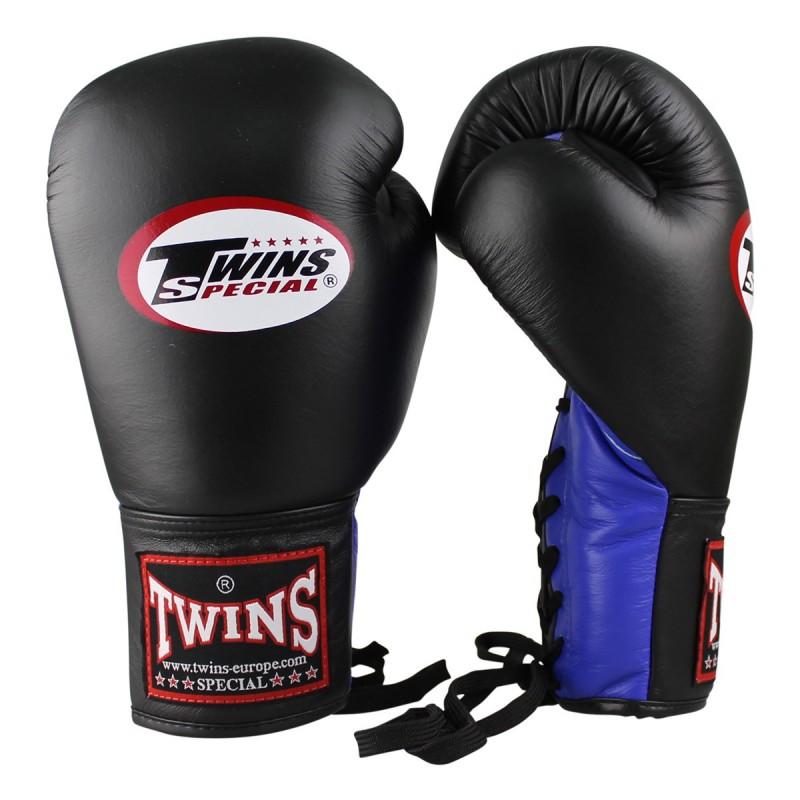 blue lace up boxing gloves