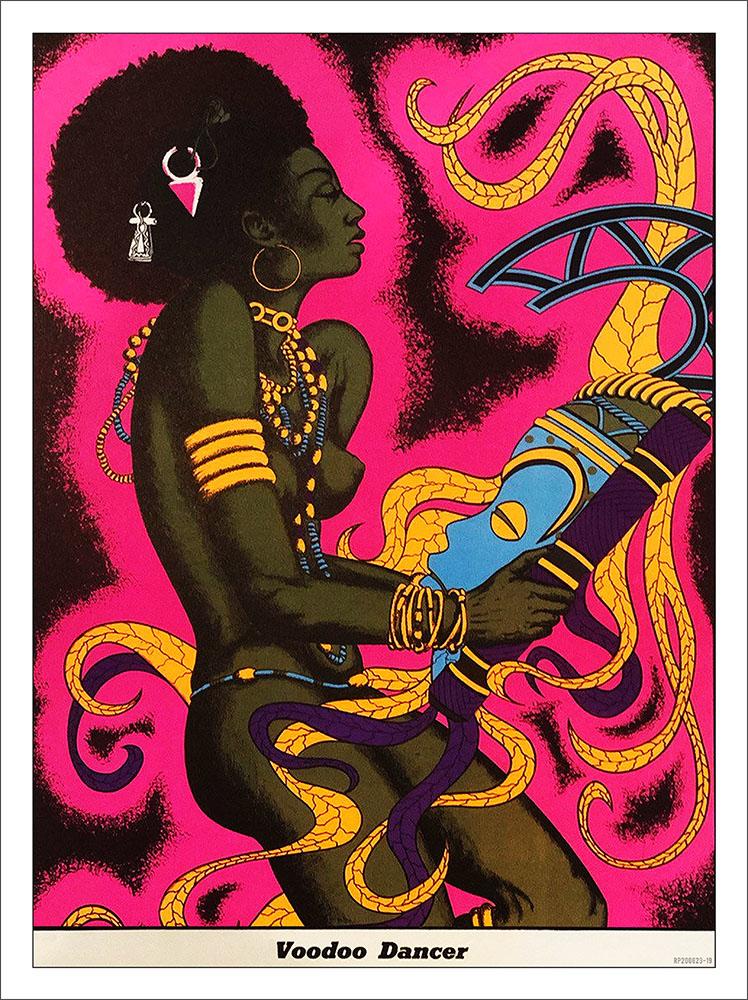 Voodoo Dancer Vintage Blacklight Design : Art Print £7.99 / Framed