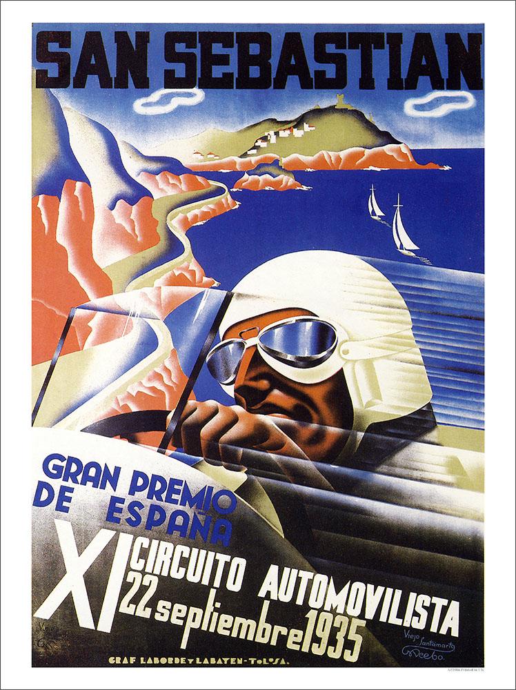 San Sebastian Vintage Motor racing Advertising Poster reproduction. 