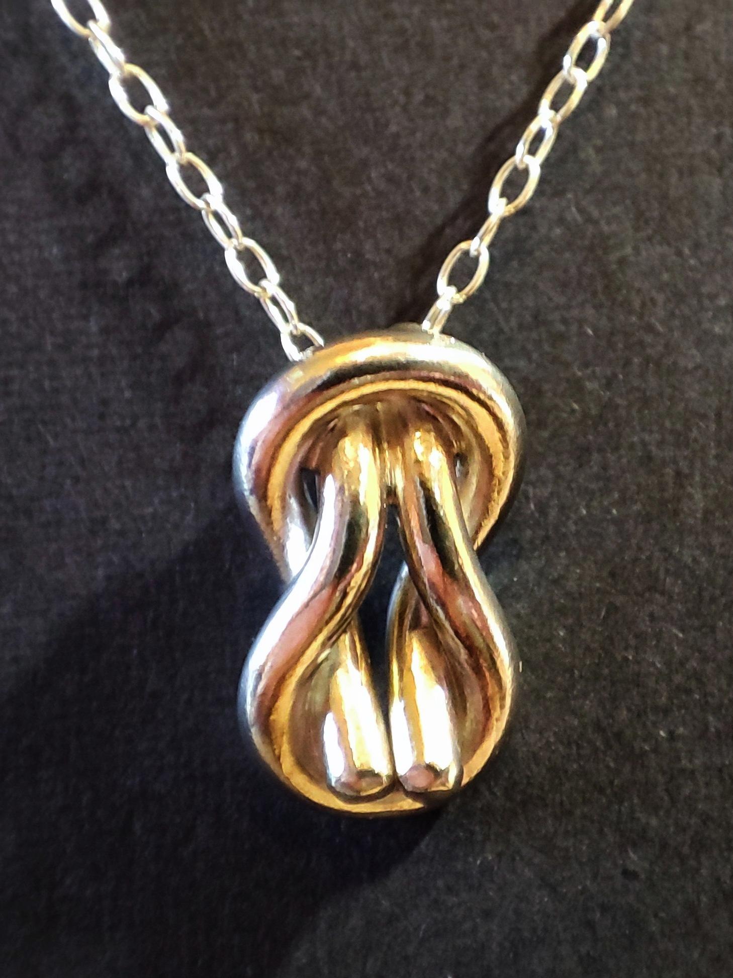 Sterling Silver Chunky Reef Knot Pendant