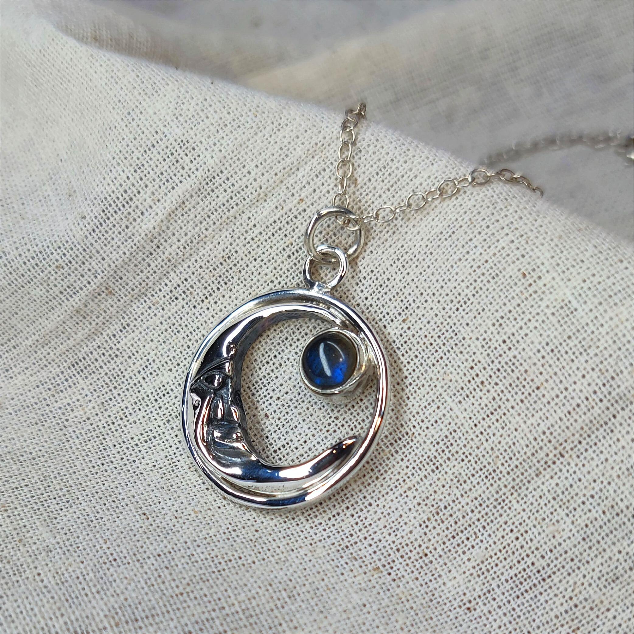 Sterling Silver Man On The Moon Pendant