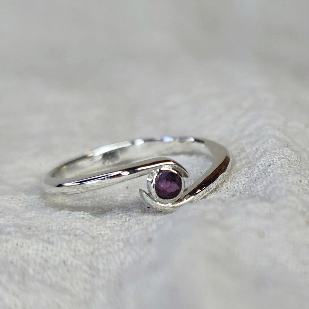 Sterling Silver Crossover Ruby Ring