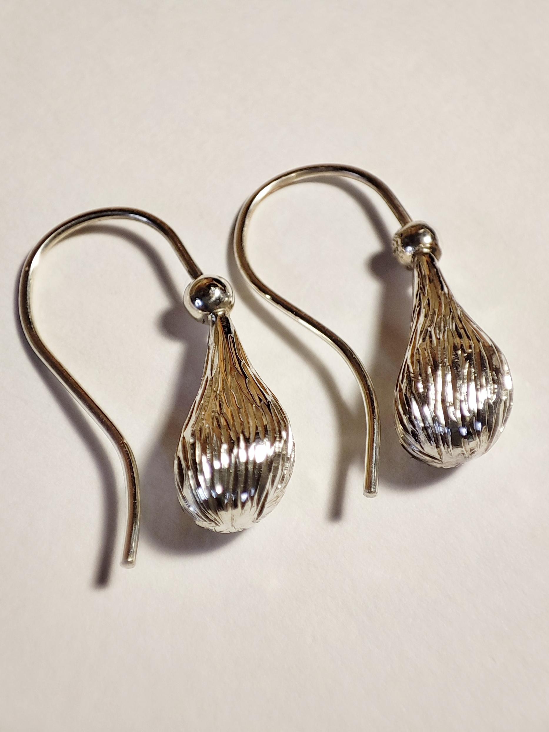 Water Droplet Hand Engraved Earrings