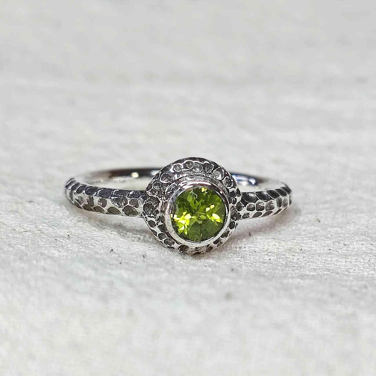 Sterling Silver Peridot Textured Ring