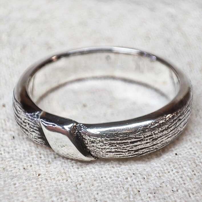 Handmade Bark Texture Knot Ring, made with recycled sterling silver