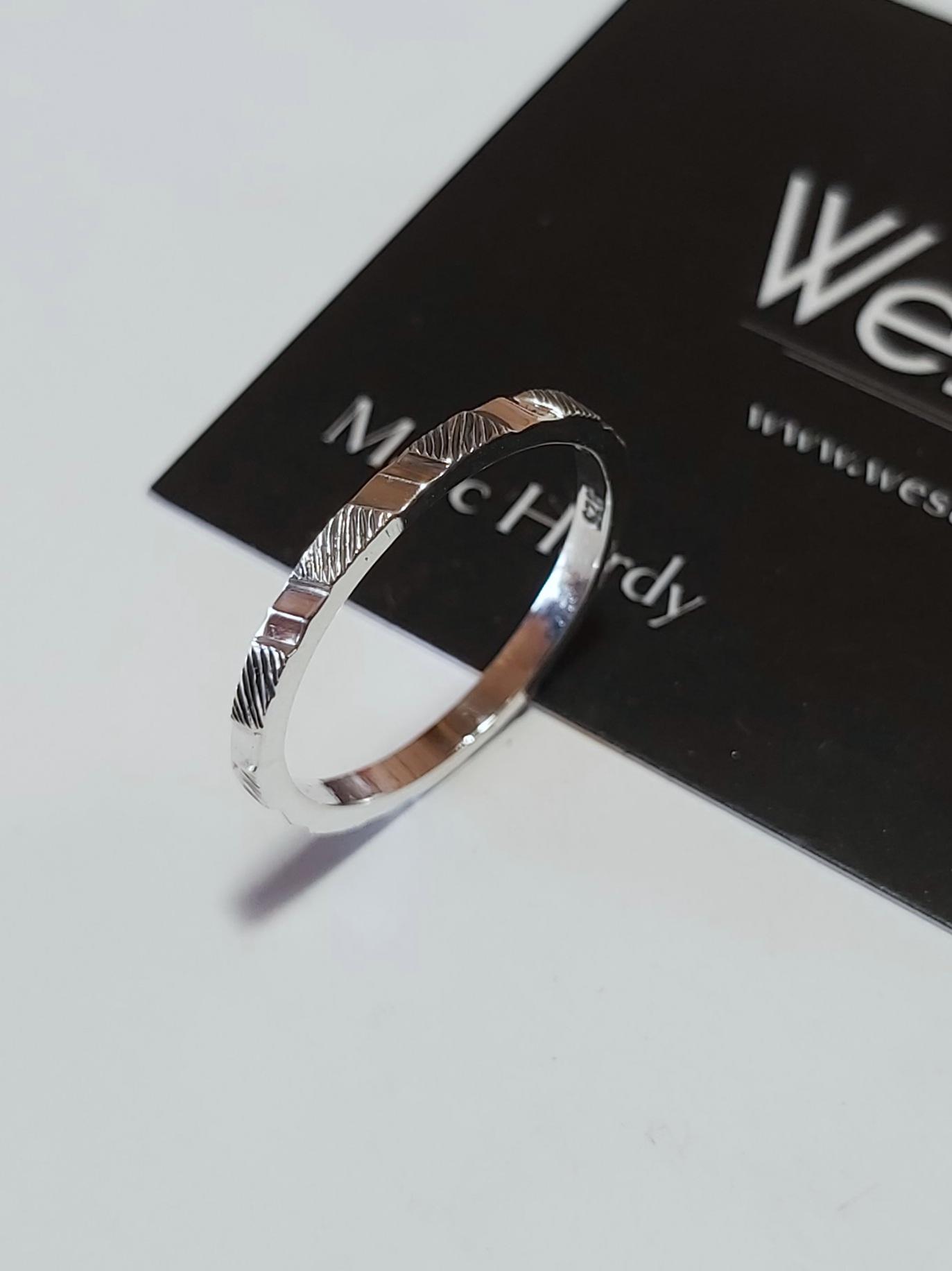 Sterling Silver Diamond Texture Stacking Ring
