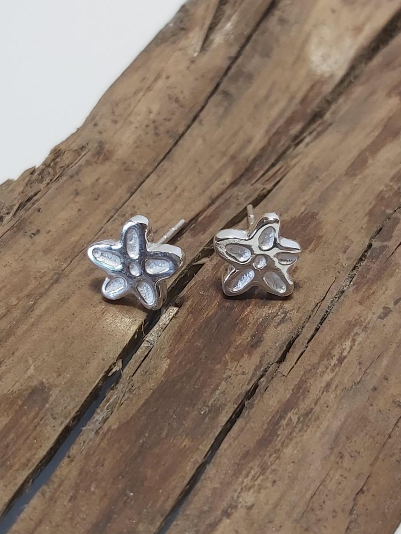 Sterling Silver Flower Stud Earrings Small