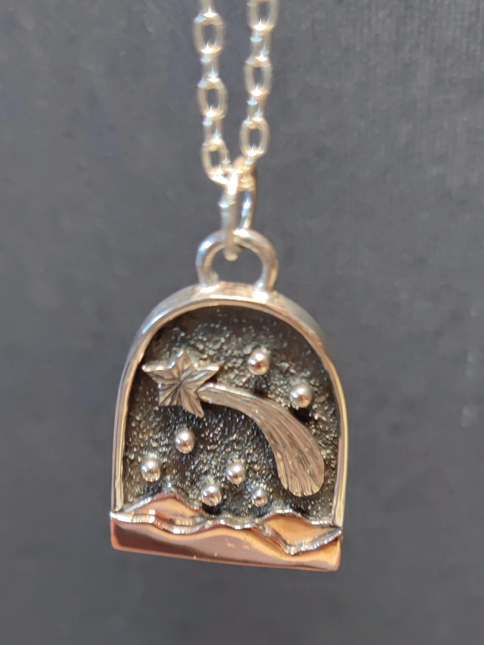 Sterling Silver Pendant, Shooting Star over the Highland Hills