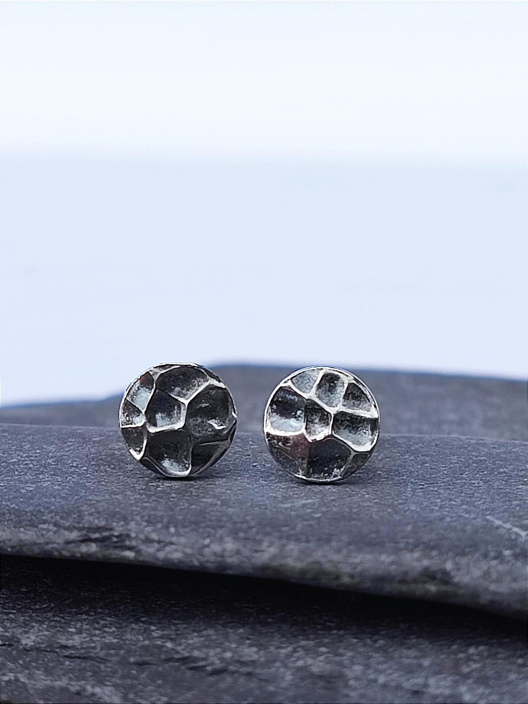 Textured Mini Stud Earrings, Scale Stud Earrings with high polish finish