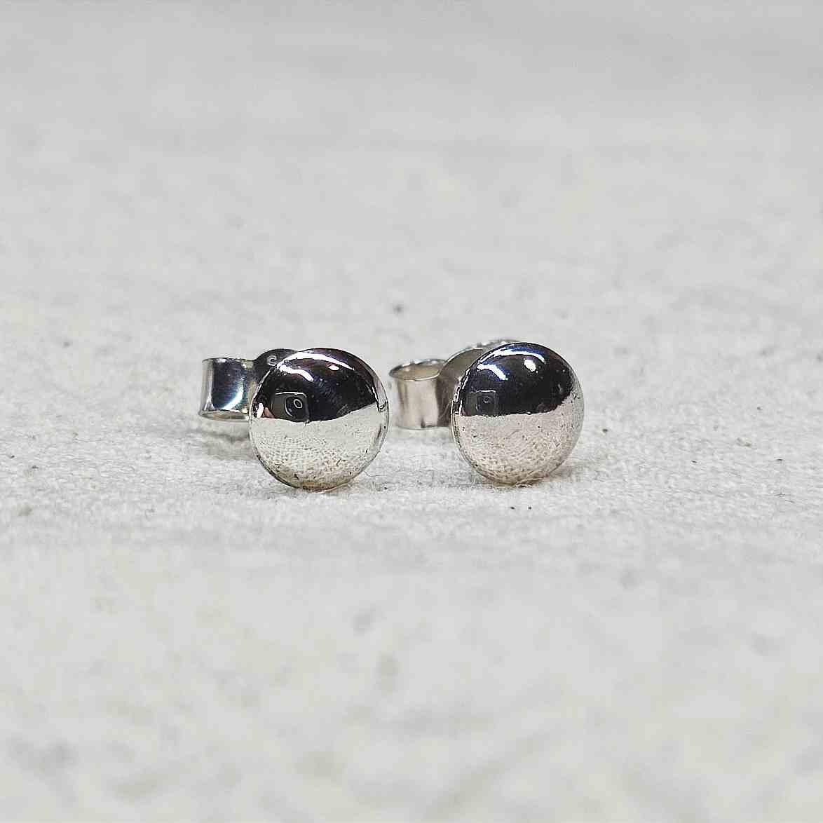 Recycled Sterling Silver Mini Domed Circular Stud Earrings with High Polish Finish
