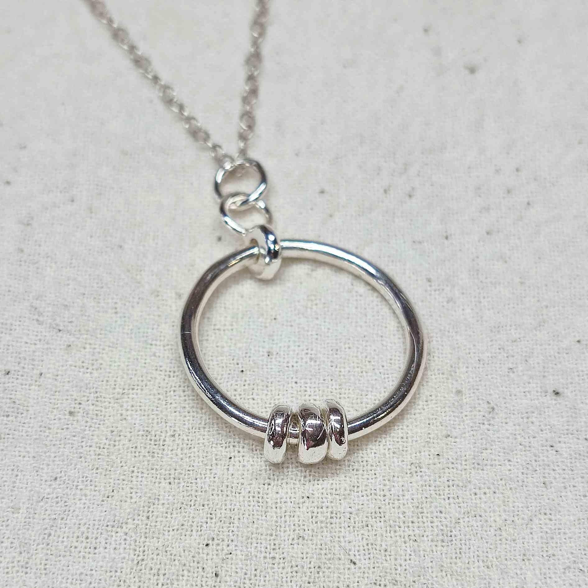Sterling Silver Beaded Circular Pendant