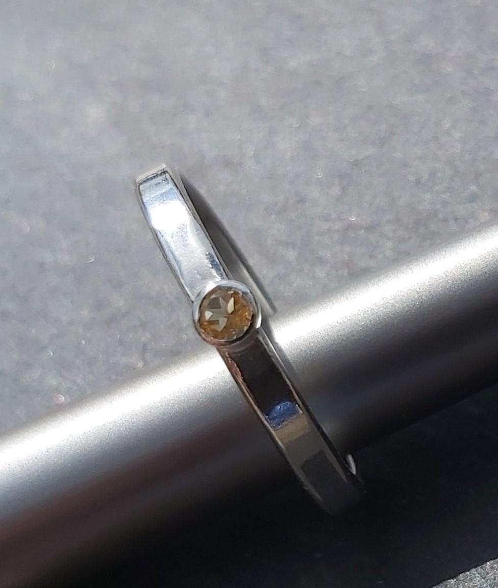 Sterling Silver Citrine Set Stacker Ring