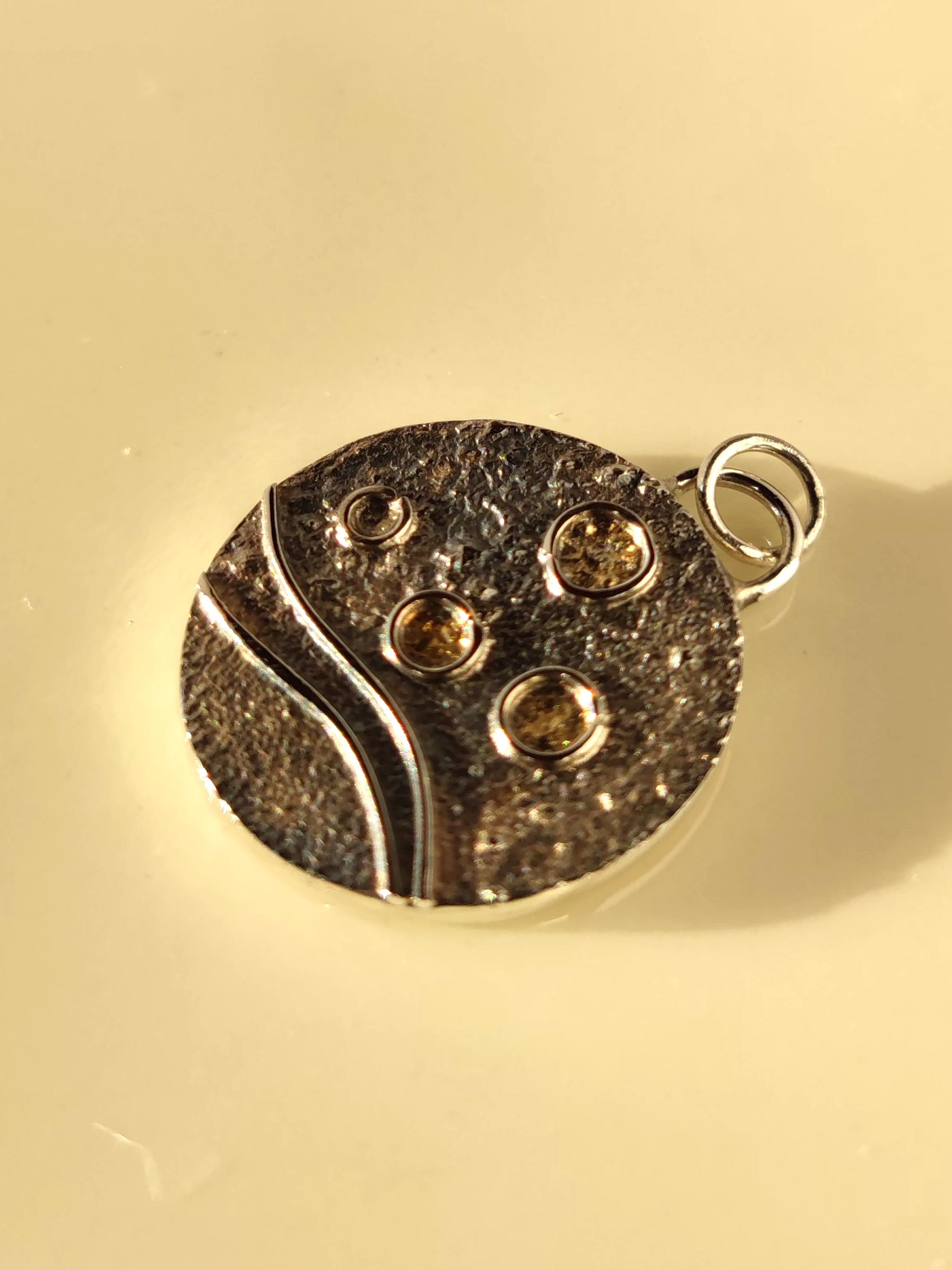 Sterling Silver Lunar Landscapes Pendant with 24 Carat Gold