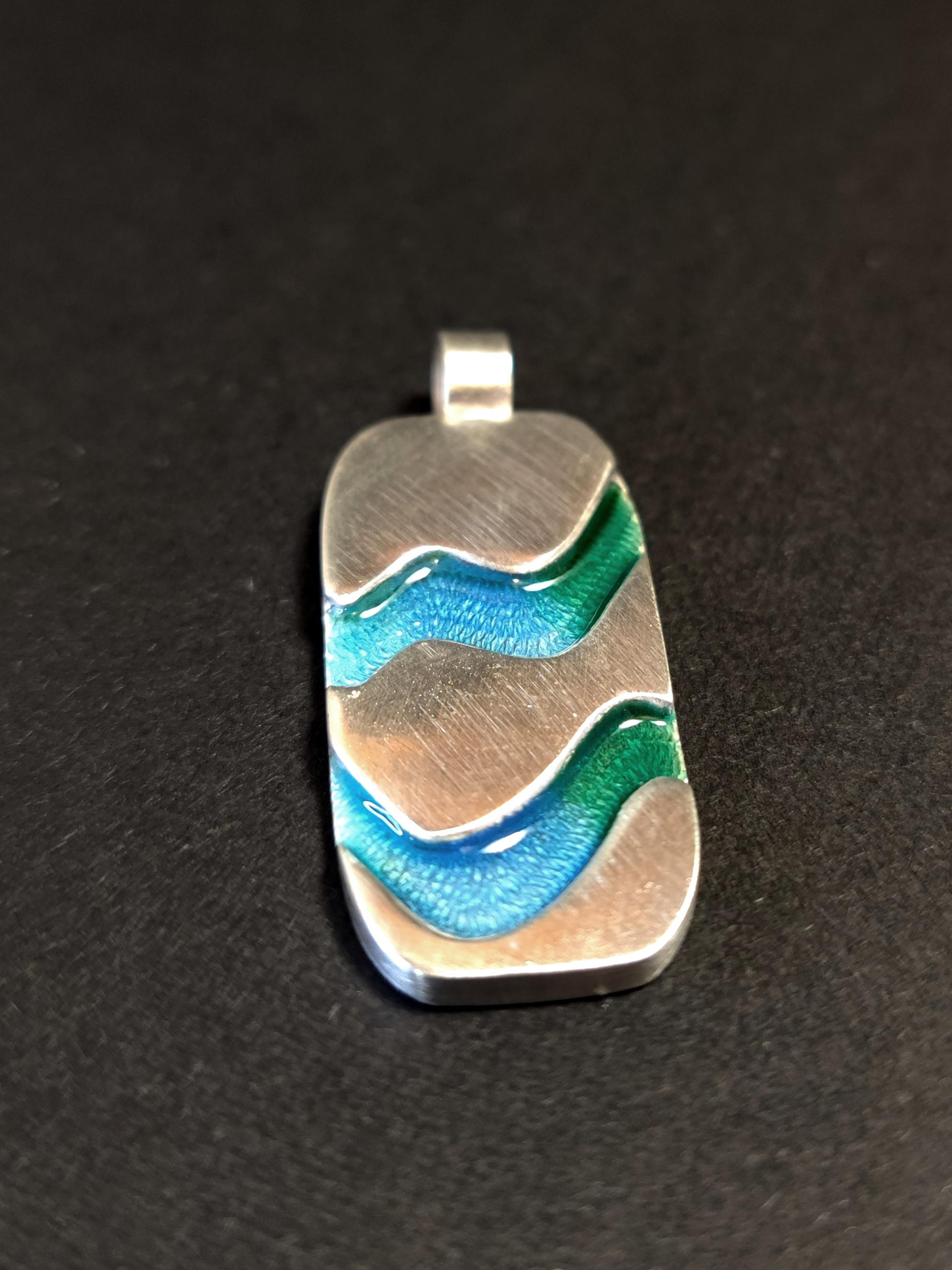 Sterling Silver Flow Rectangular Pendant