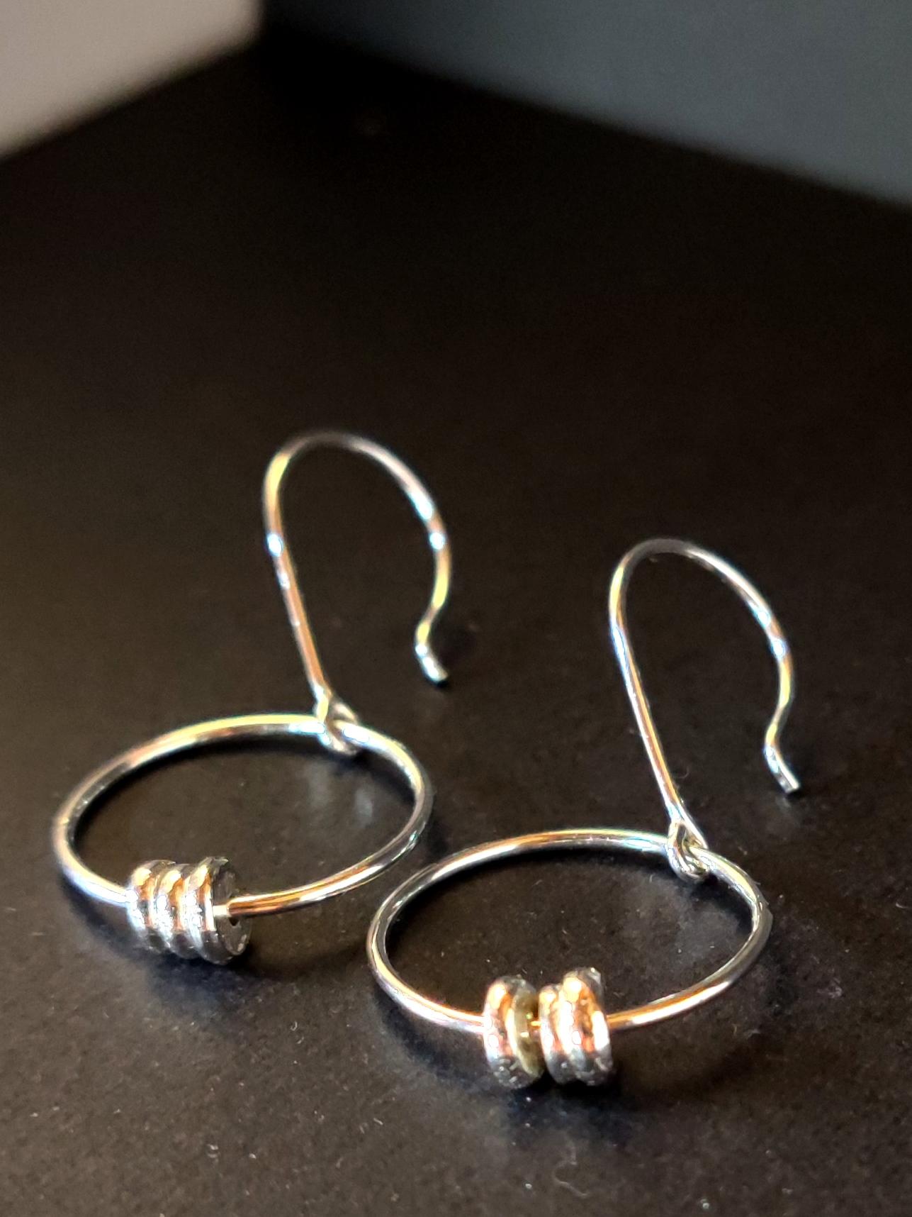 Sterling Silver Beaded Circular Drop Earrings