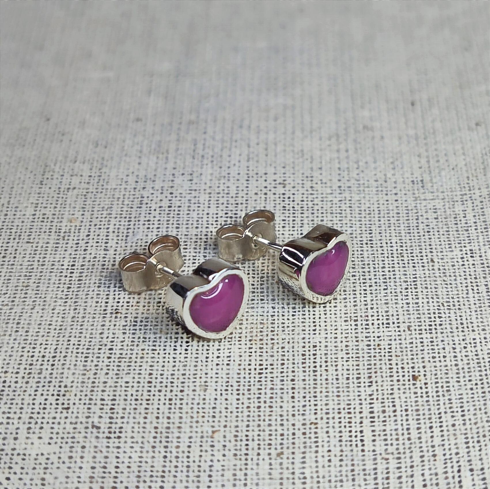 Sterling Silver Memorial Heart Stud Earrings