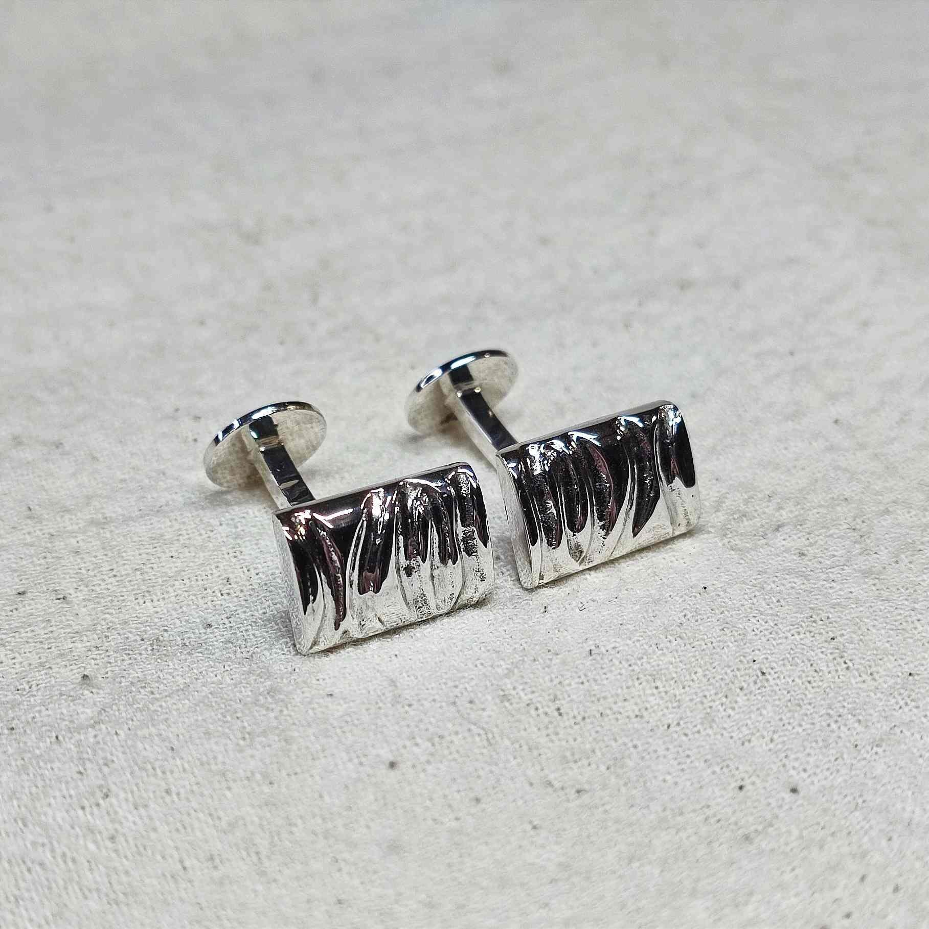 Recycled Sterling Silver Carved Cufflinks, handmade in Scotland