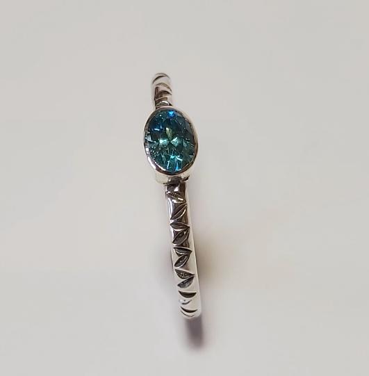Sterling Silver Aqua CZ Stacking Ring