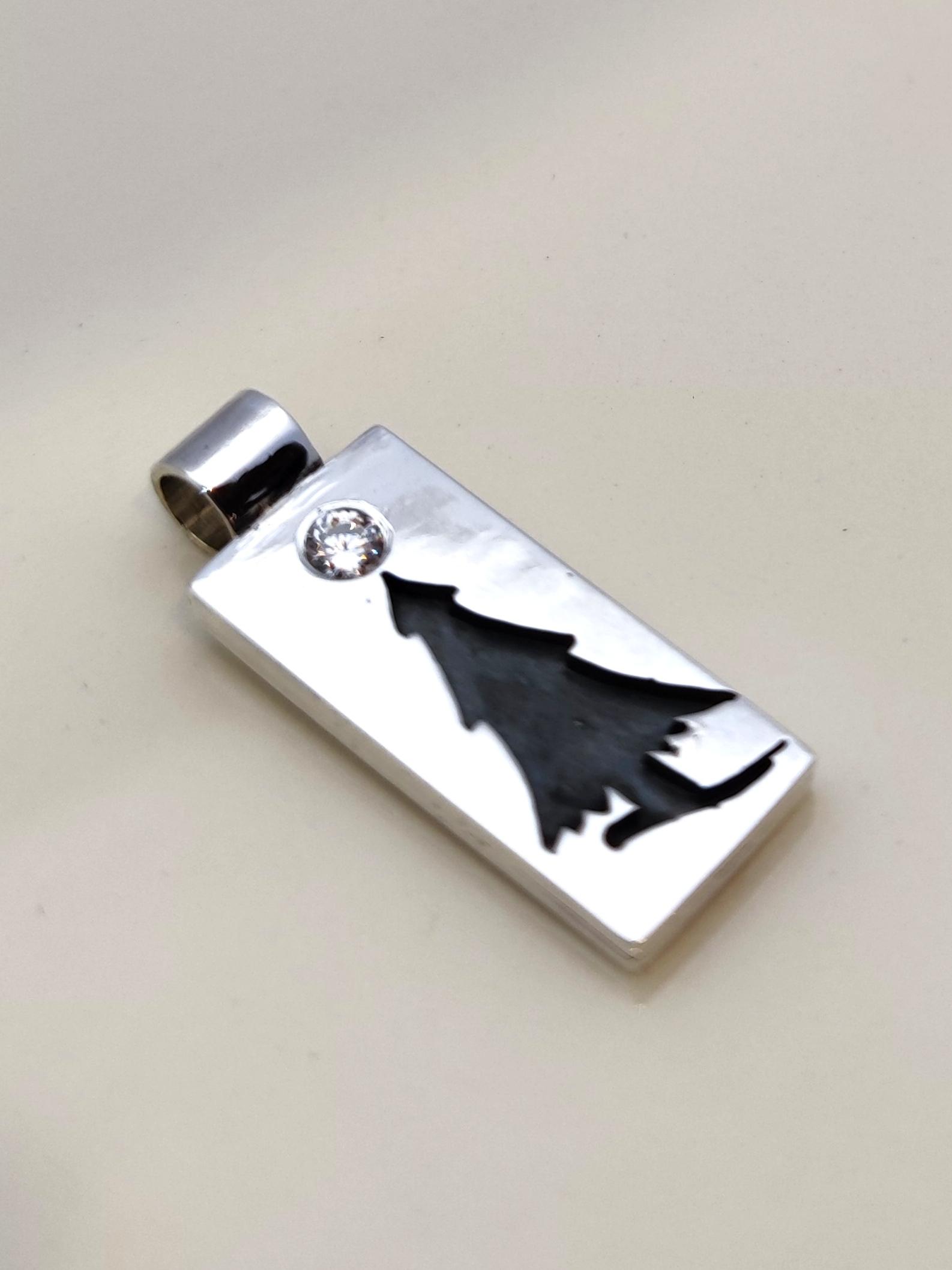 Sterling Silver Oxidised Christmas Tree Pendant