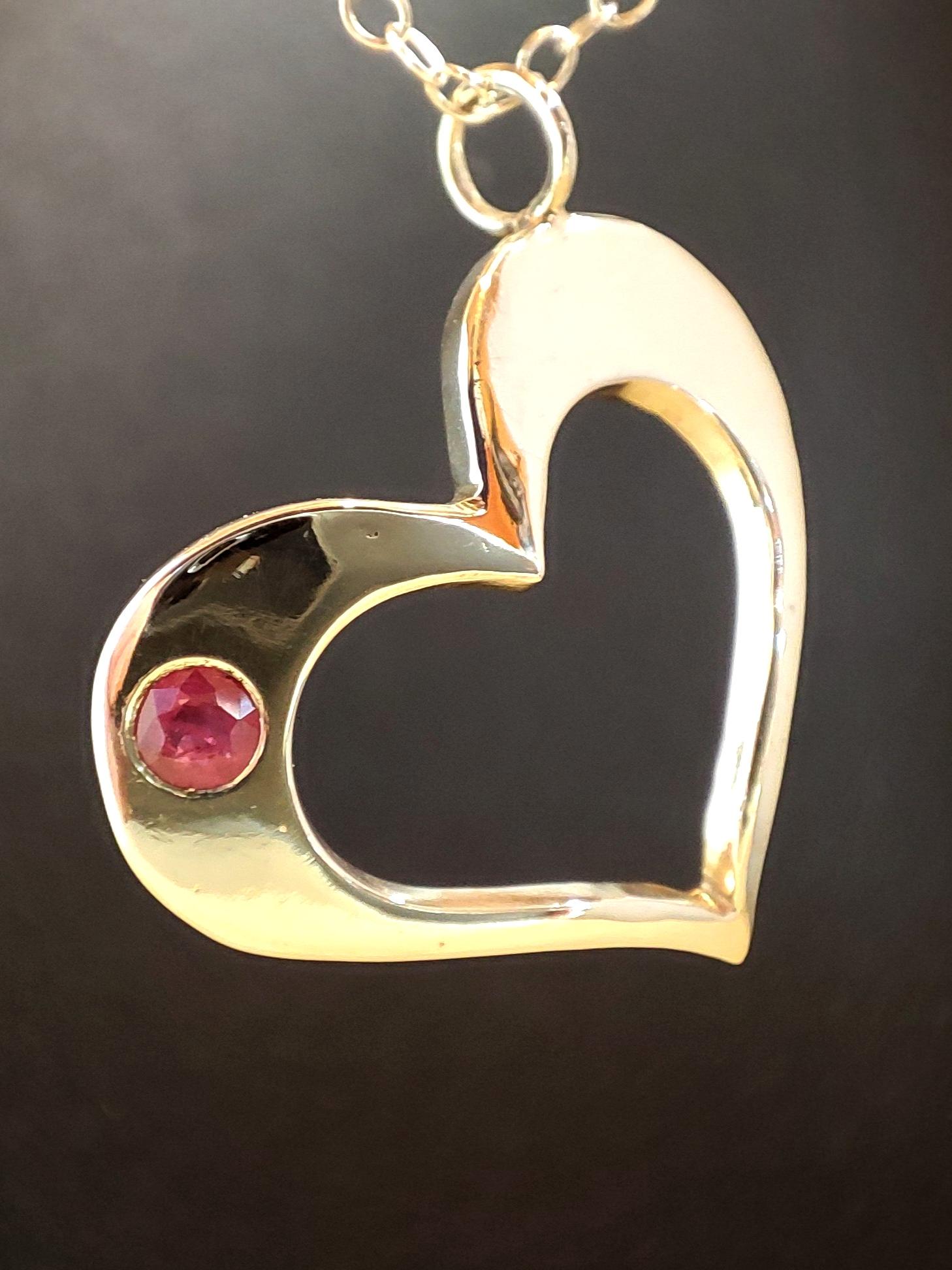 Sterling Silver Ruby Heart Pendant