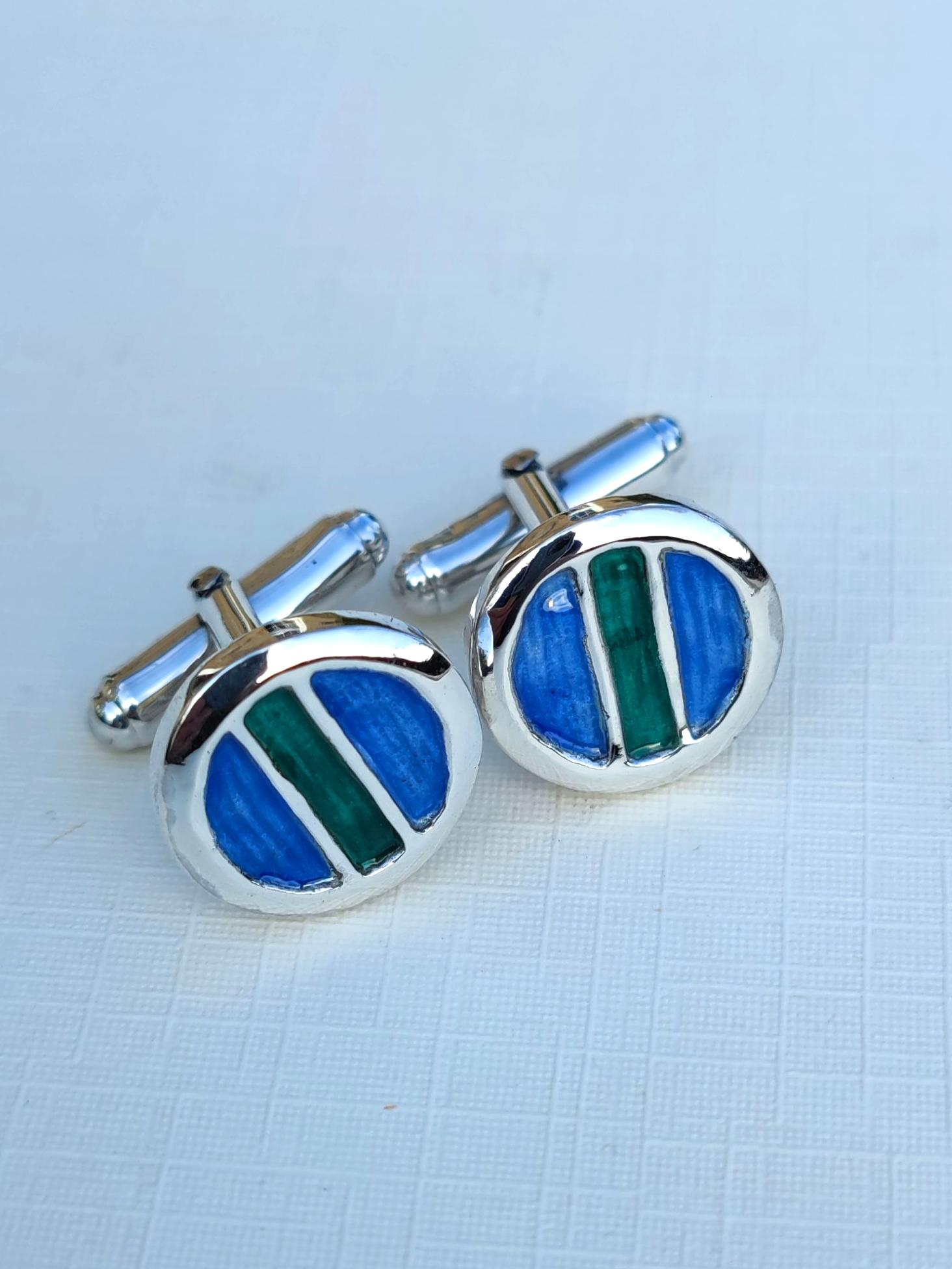 Sterling Silver Enamelled Cufflinks