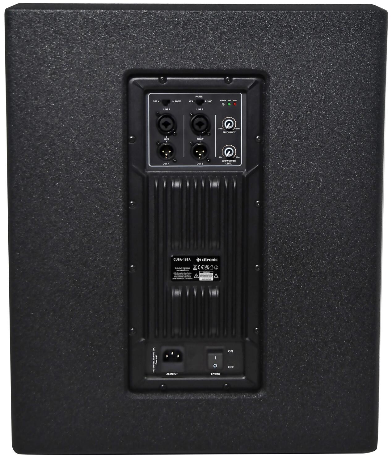 Citronic CUBA-15SA Active Sub Cabinet rear