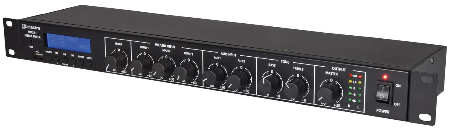 Adastra MM321 Rack Mixer + BT/USB/FM Player angle