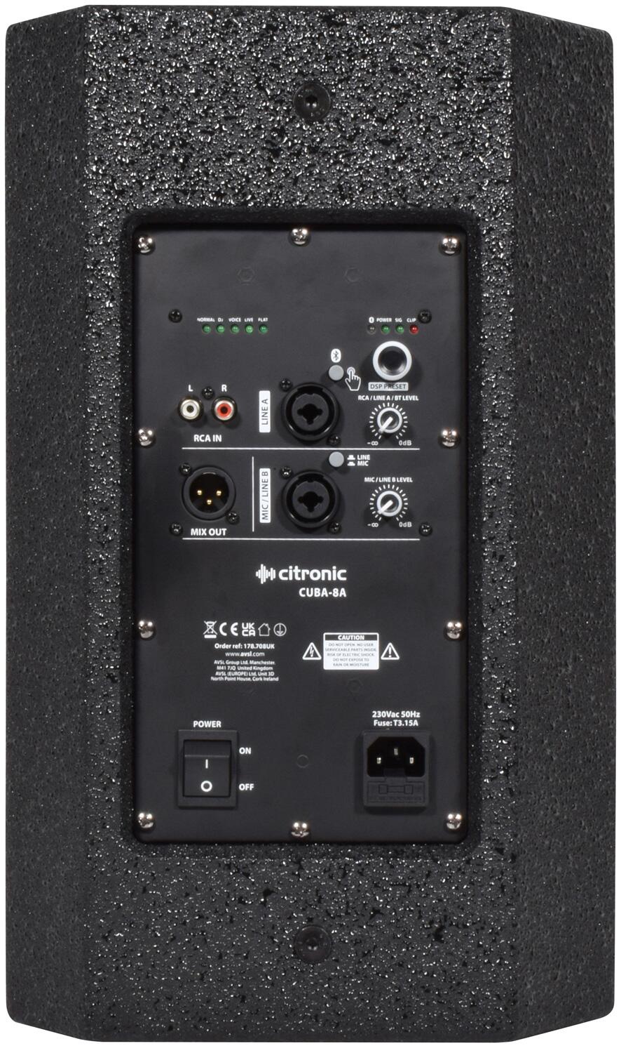 Citronic CUBA-8A Active Full-Range Cabinet rear
