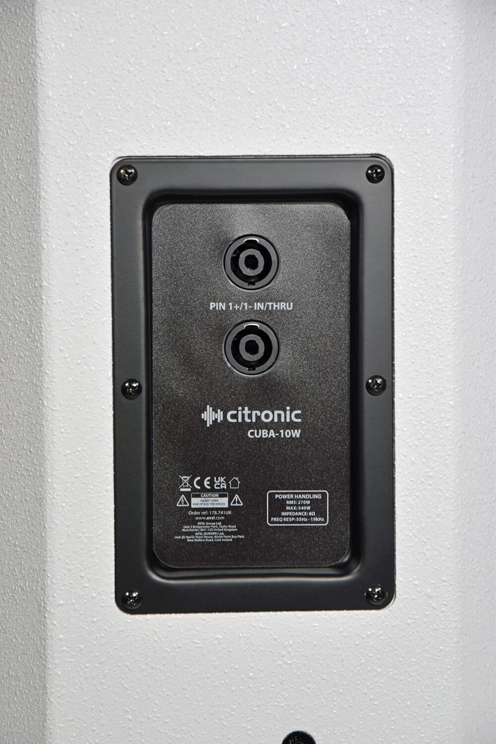 Citronic CUBA-10W Passive Full-Range Cab input plate