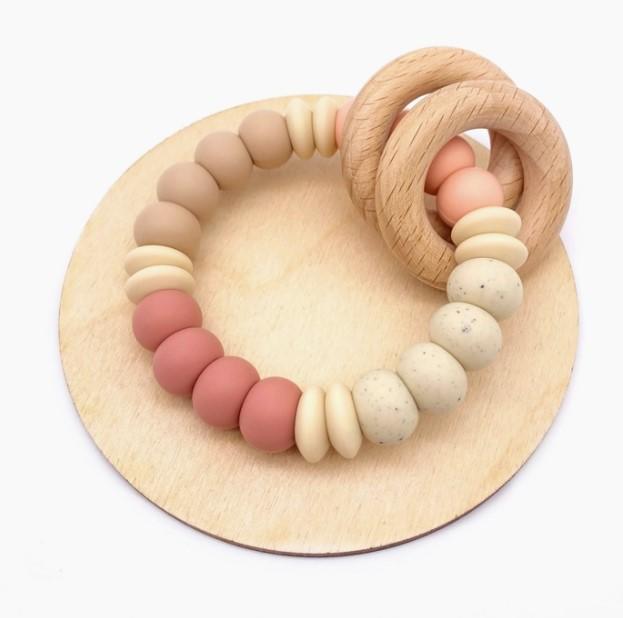 Kaity Kiddo Chewellery | Rattle | Rose/Natural