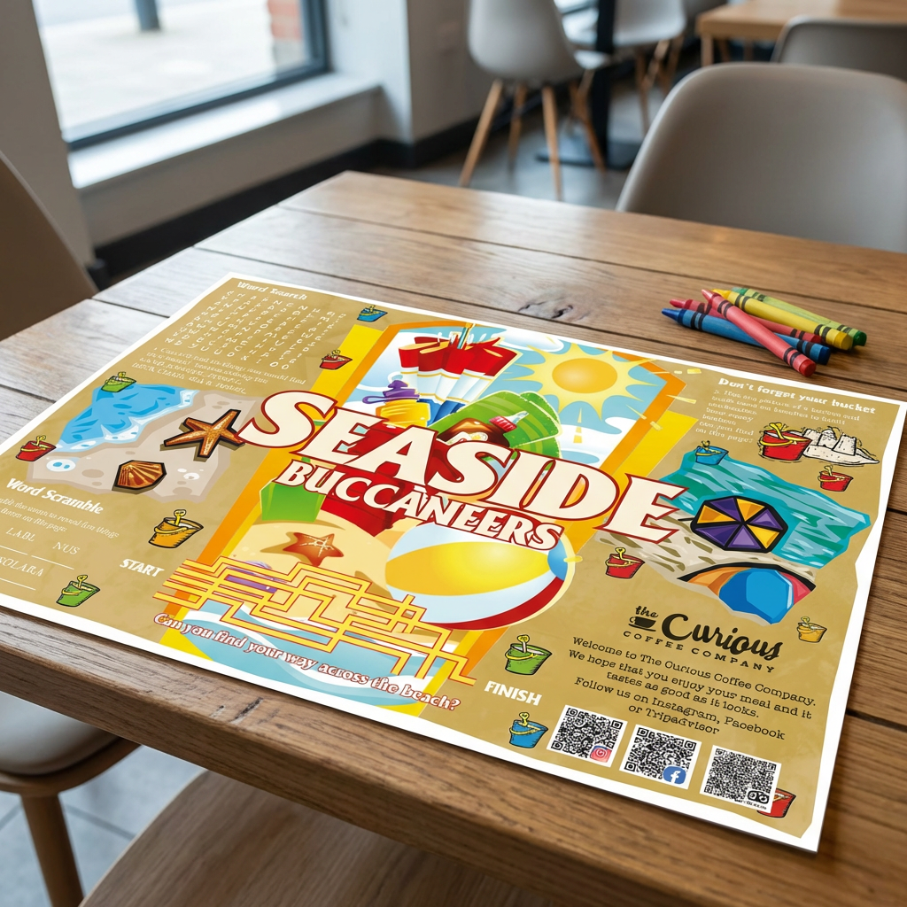kids colouring placemat restaurant